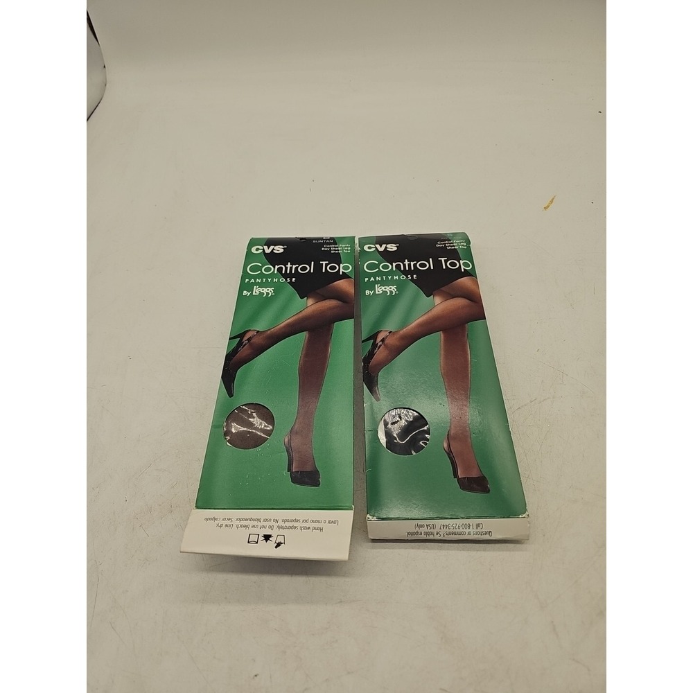 Legs Control Top Pantyhose Size B Suntan & Off Black New